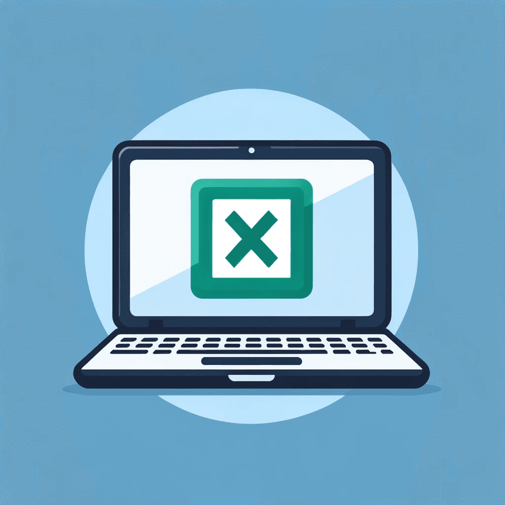 Illustration of a laptop displaying the Excel logo for the Excel 2019/365 course module.