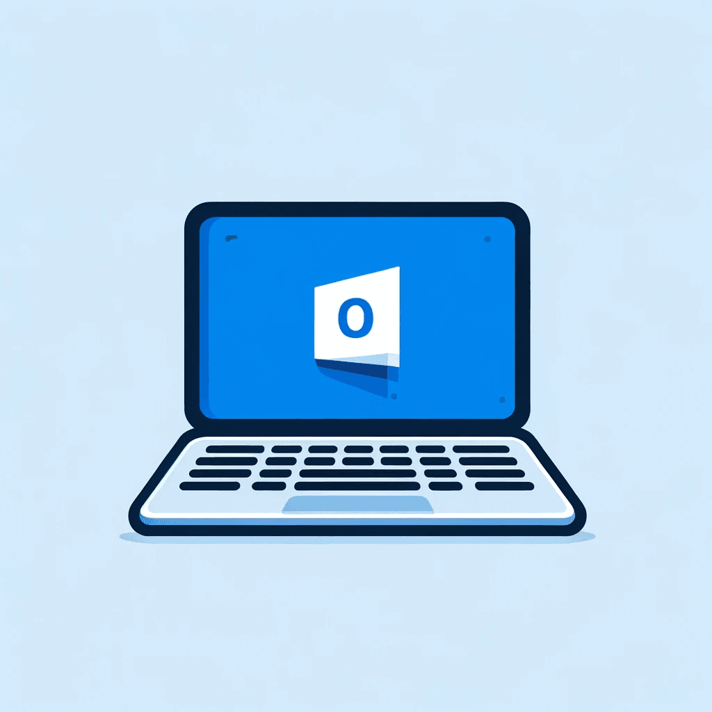 Illustration of a laptop displaying the Outlook logo for the Outlook 2019/365 course module.